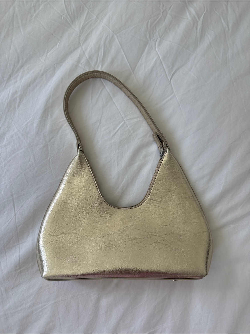 Metallic Cream Shoulder Bag - Sleek Women's Handbag